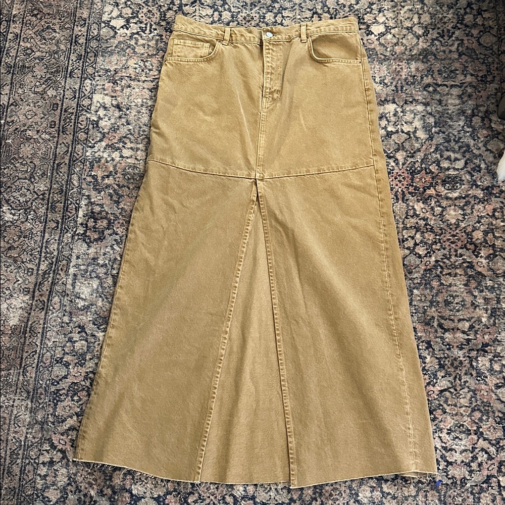 Reformation Tazz Maxi Tan Denim Skirt, 31